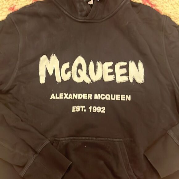 Alexander McQueen Men's Graffiti-Print Pullover Hoodie - Picture 2 of 7